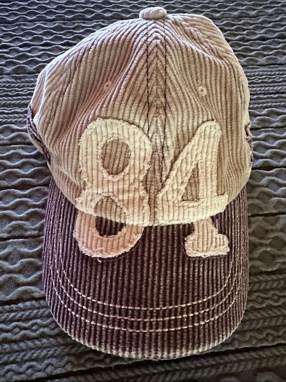 Free People Hollie Varaity Ivory & Brown Corduroy Baseball Cap with '84' Patch - Picture 7 of 15